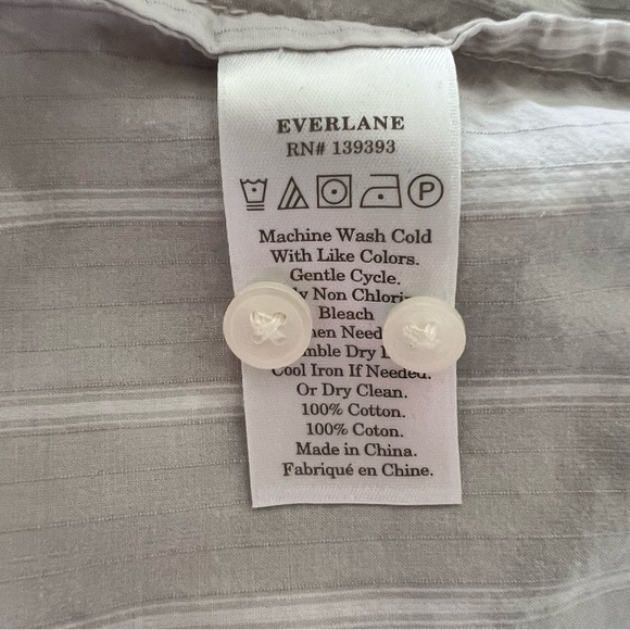 Everlane Women's Grey White Striped Oversized 100%Cotton Collarless Shirt Size4 - Picture 14 of 15